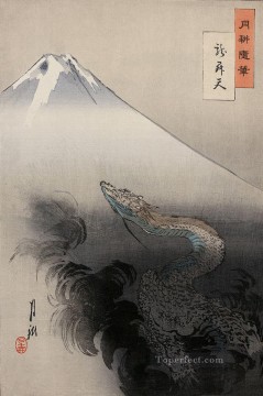 Dragón ascendiendo a los cielos 1897 Ogata Gekko Ukiyo e Pinturas al óleo